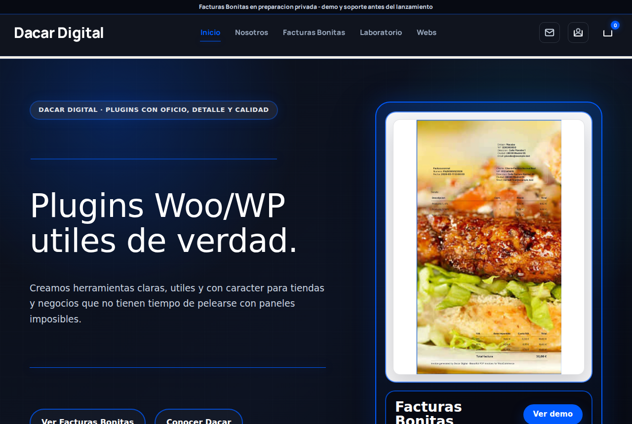 Vista previa de una web fabricada por Dacar Digital